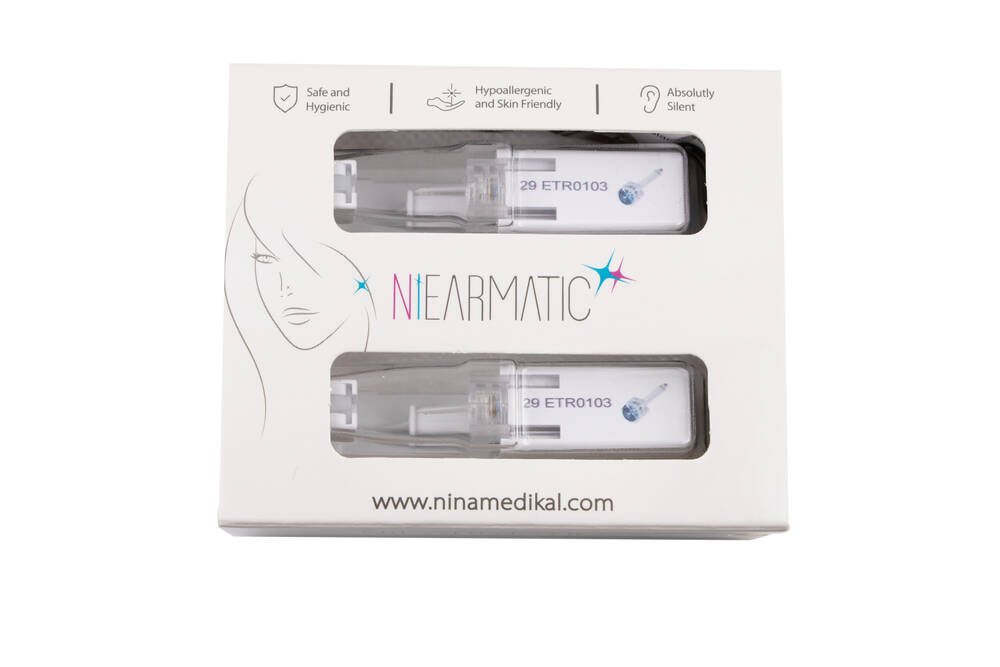 Niearmatic Medical Plastik Birthstar Aquamarine Regular Kulak Delme Küpesi 4mm