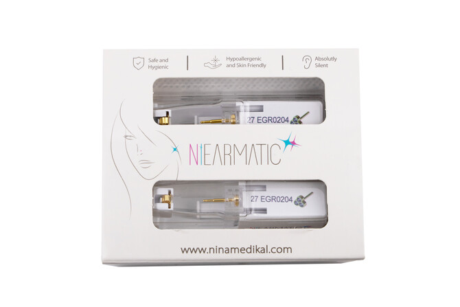 Niearmatic Trio Gold Crystal Regular Kulak Delme Küpesi 4mm - Thumbnail