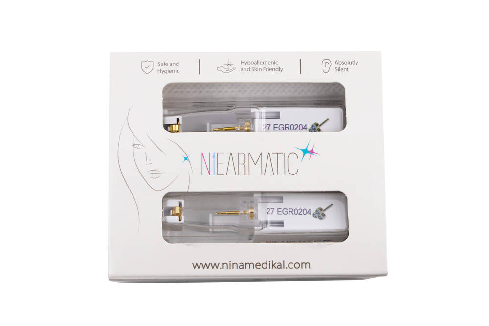 Niearmatic Trio Gold Crystal Regular Kulak Delme Küpesi 4mm