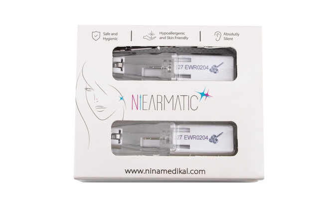 Niearmatic Trio White Crystal Regular Kulak Delme Küpesi 4mm - Thumbnail